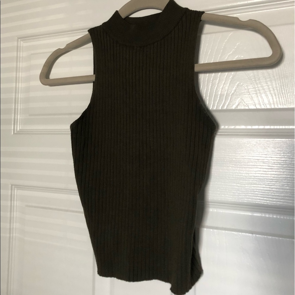 Mock Neck Ribbed Tank - Picture 2 of 4